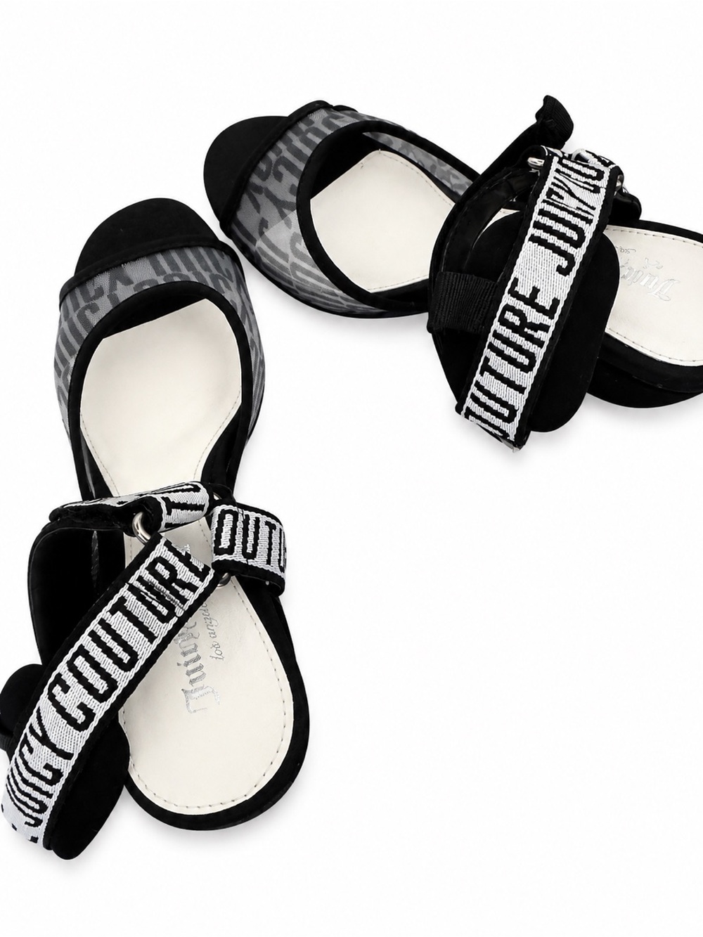 Juicy Couture Black and White Logo Strap Kids Sandals